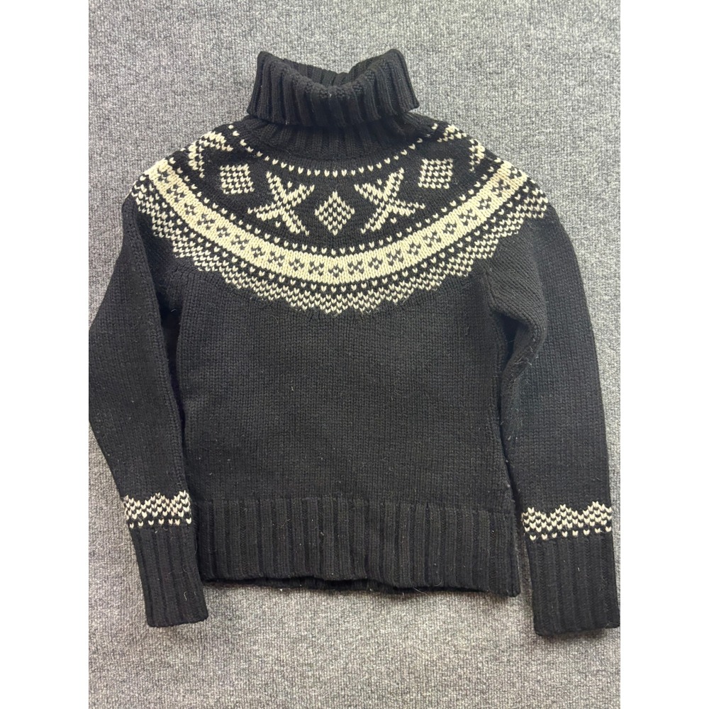 Vintage Gap Turtleneck Sweater Womens S Fair Isle Lambswool Knit Pullover